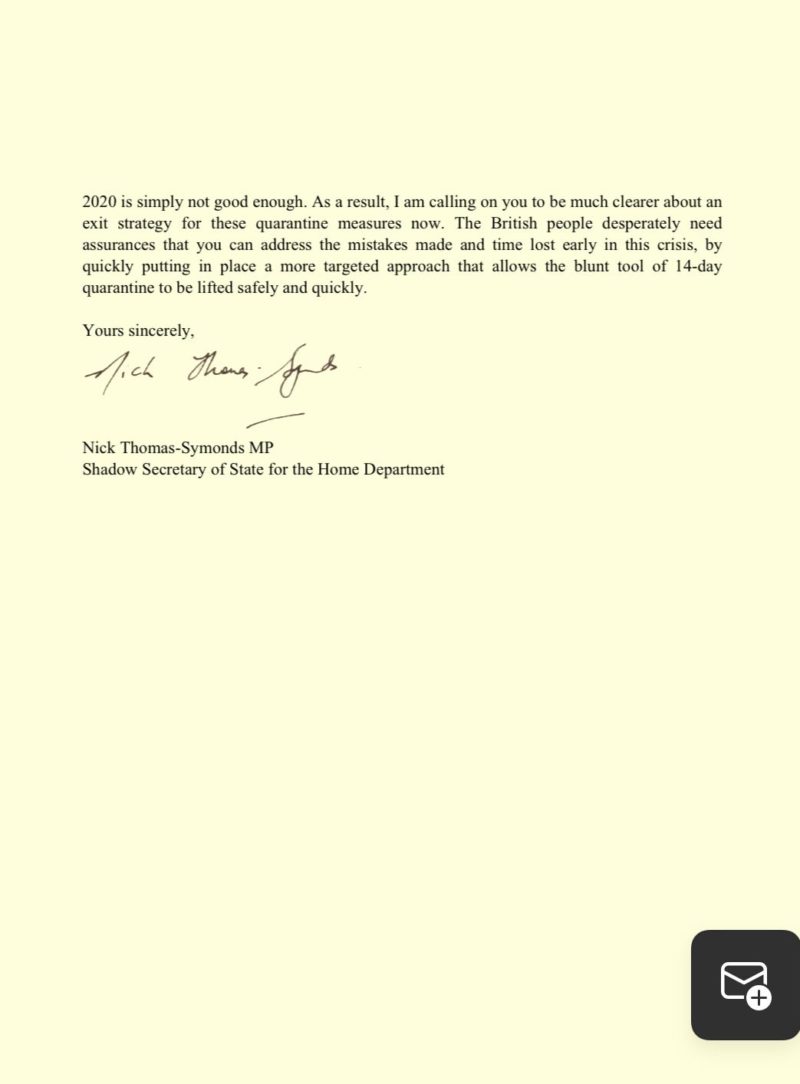 Letter to Home Secretary (3)