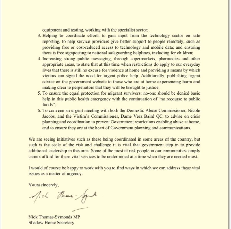 Letter to the Home Secretary (2)