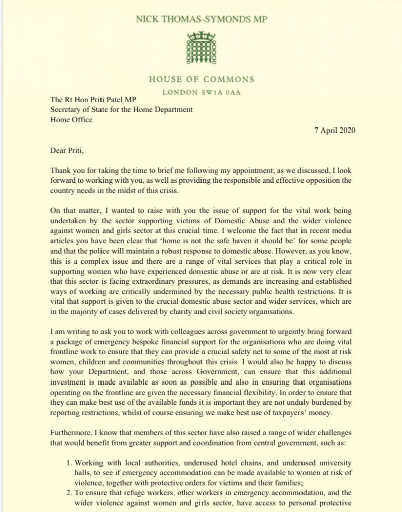 Letter to the Home Secretary (1)