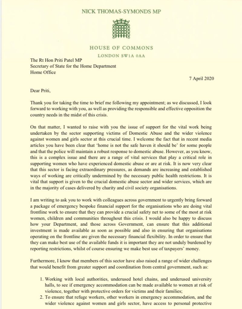 Letter to the Home Secretary (1)