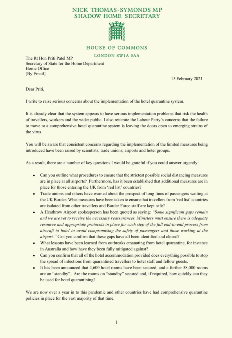 Letter to Home Secretary (1)
