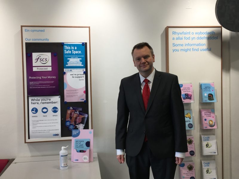 Torfaen MP and Shadow Home Secretary Rt Hon Nick Thomas-Symonds visited the Safe Space at the TSB branch in Cwmbran